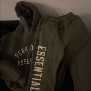 Fear of God Essentials Olive Hoodie and Sweatpants Set
